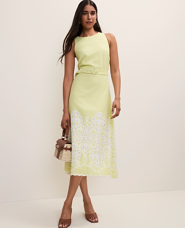 Eyelet Halter Midi Dress