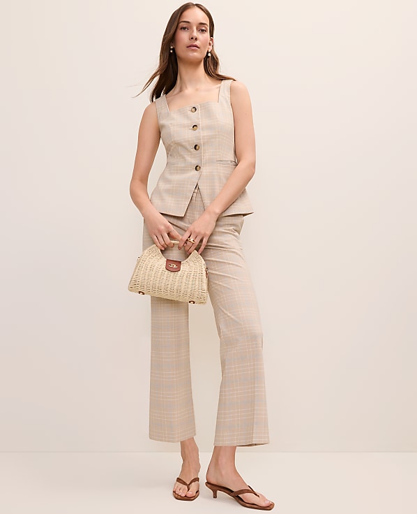The Petite Square Neck Tailored Vest in Plaid