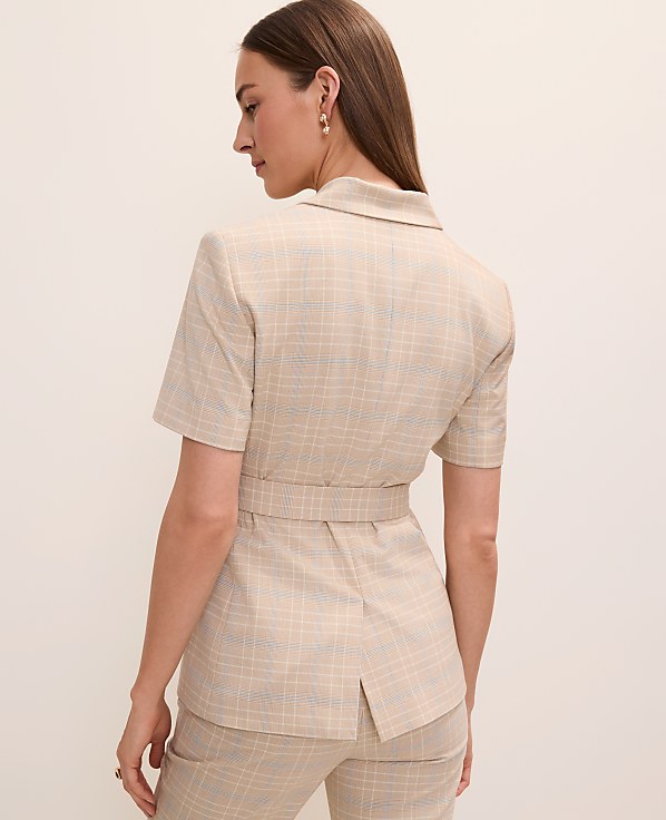The Belted Greenwich Blazer in Plaid