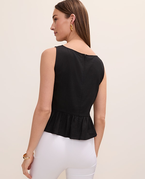 Peplum Top in Linen Blend