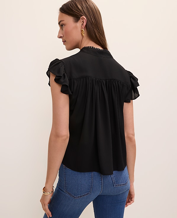 Flutter Sleeve Button Down Blouse