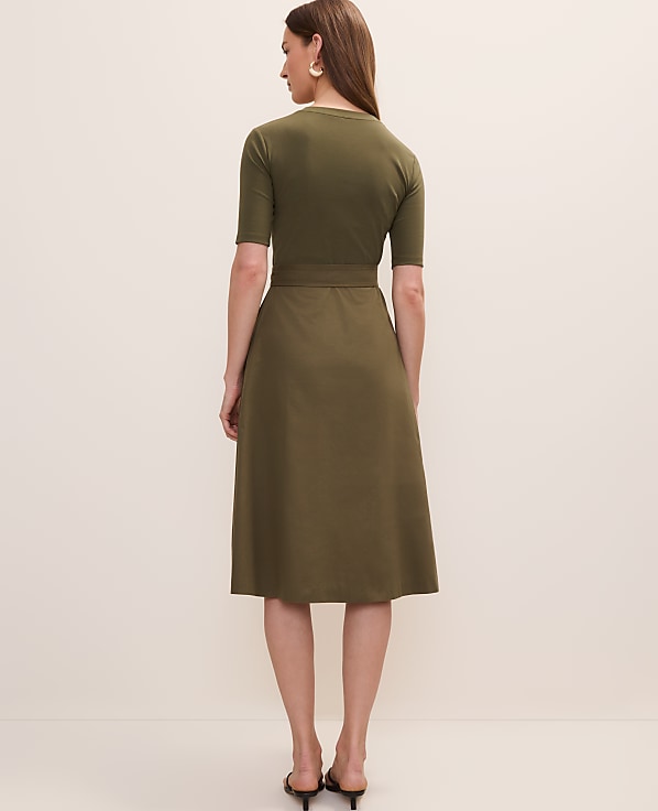 Petite Mixed Media Flare Midi Dress