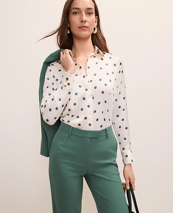 Petite Dotted Modern Shirt in Satin