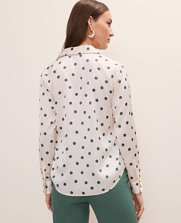 Petite Dotted Modern Shirt in Satin