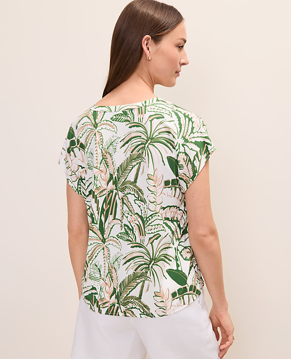 Palm Print Mixed Media Top