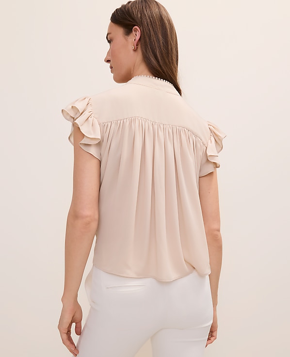 Flutter Sleeve Button Down Blouse