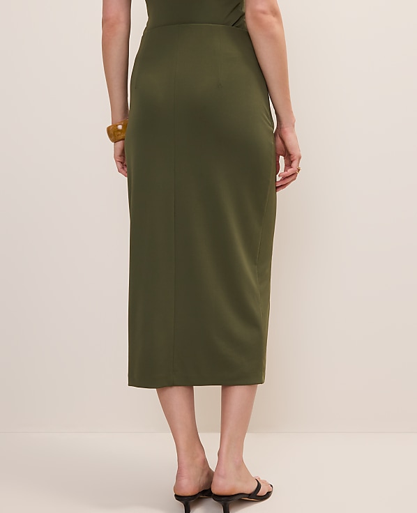 Hardware Embellished Wrap Midi Skirt