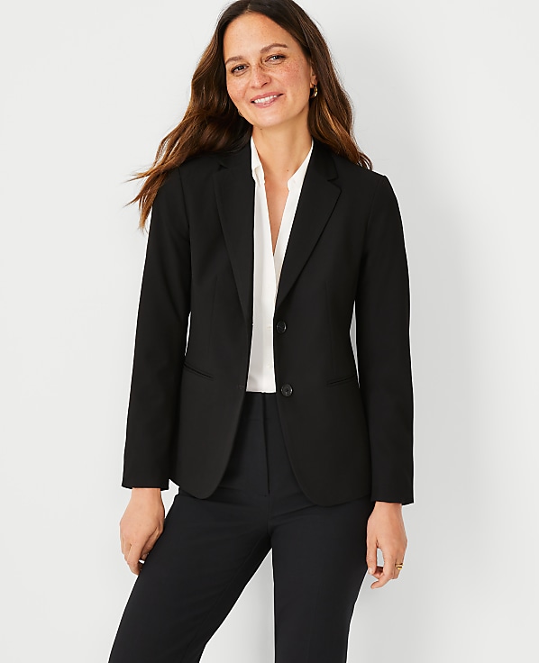 The Petite Long Two Button Blazer in Seasonless Stretch