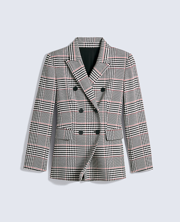 The Fitted Long Blazer in Plaid
