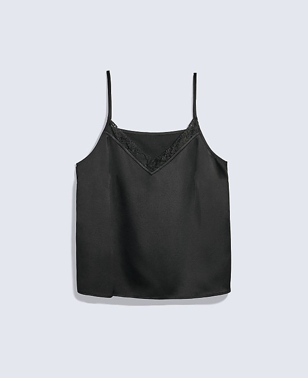 Petite Lace Trim V-Neck Tank Top
