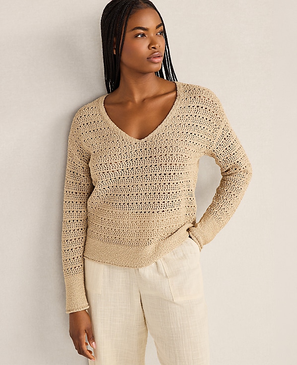 Haven Well Within Textured Cotton V-Neck Sweater