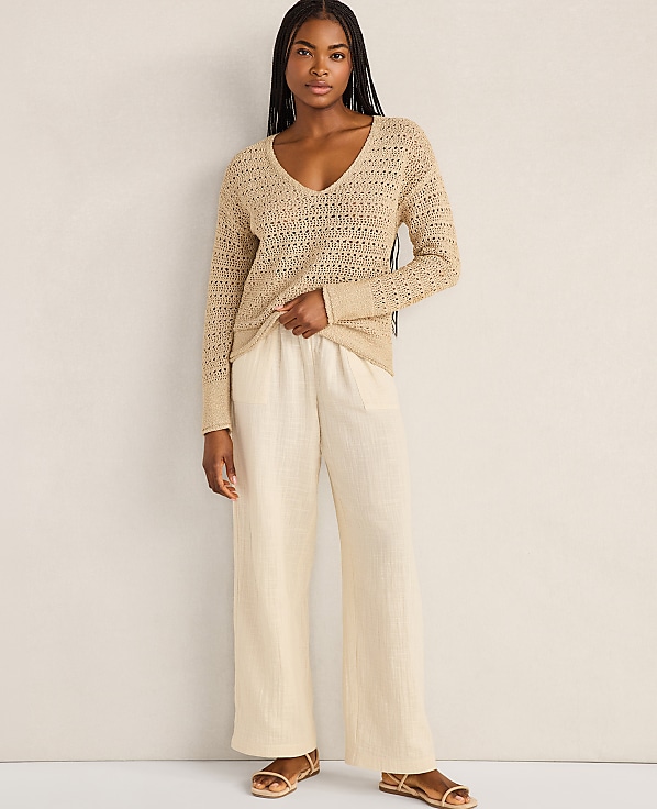 Haven Well Within Textured Cotton V-Neck Sweater
