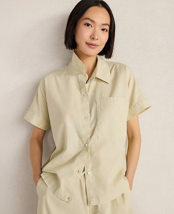 Haven Well Within Organic Cotton Linen Button-Down Top