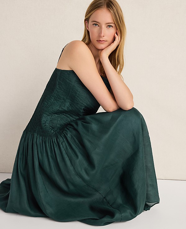 Haven Well Within Ramie Blend Pleated Maxi Dress