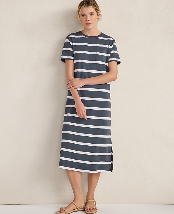 Haven Well Within Organic Cotton Interlock Striped Short Sleeve Dress