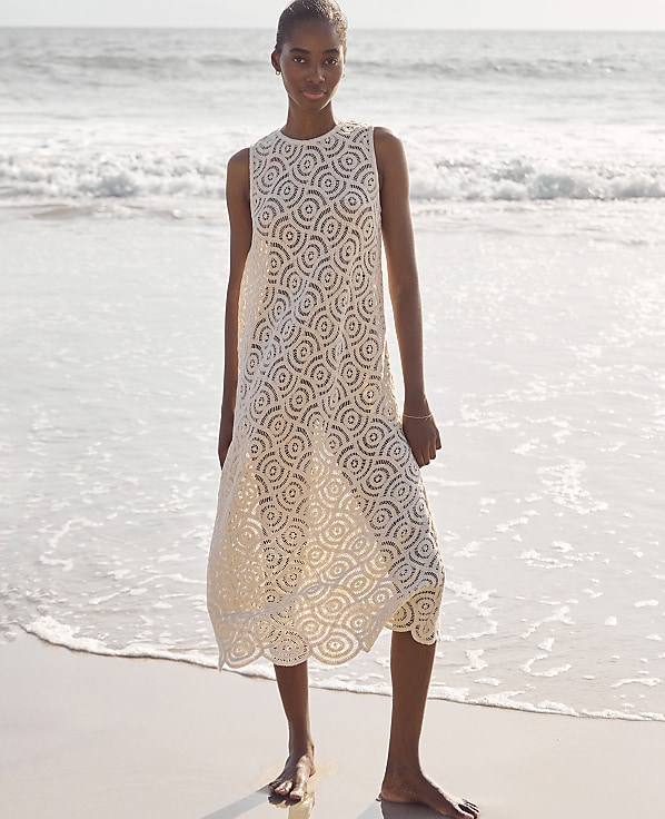 Haven Well Within Cotton Crochet Scalloped Midi Dress
