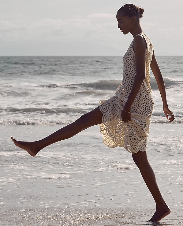 Haven Well Within Cotton Crochet Scalloped Midi Dress