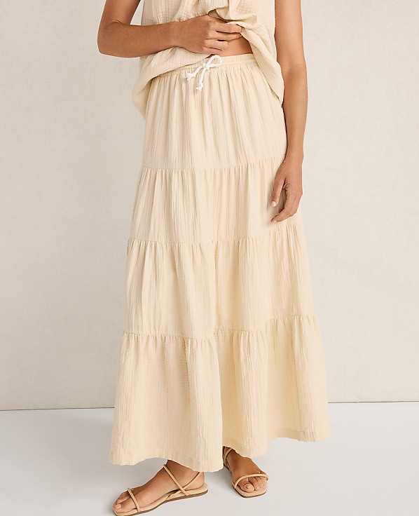 Haven Well Within Organic Cotton Gauze Tiered Maxi Skirt