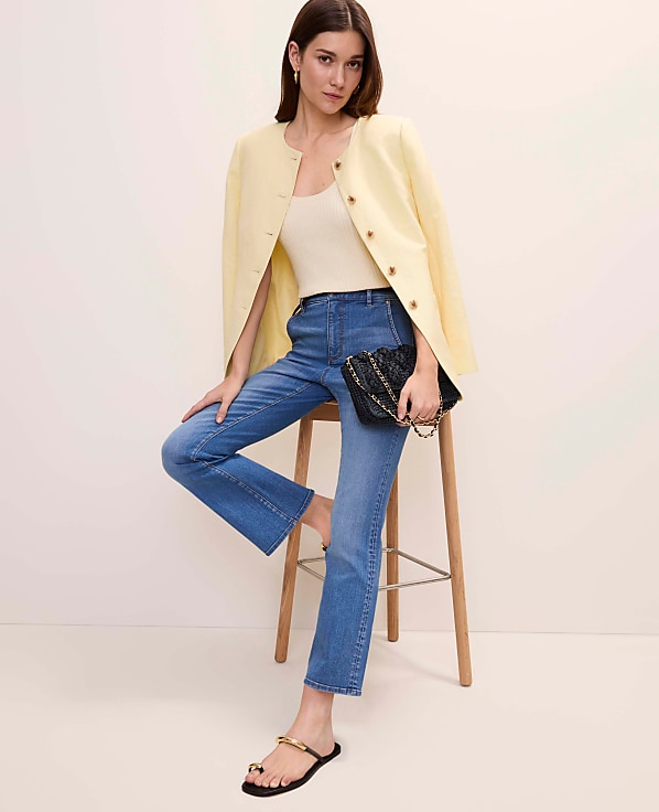 The Petite Cutaway Jacket in Linen Blend