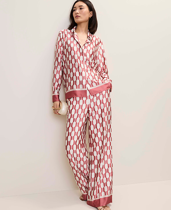 Petite Geo Satin Modern Shirt