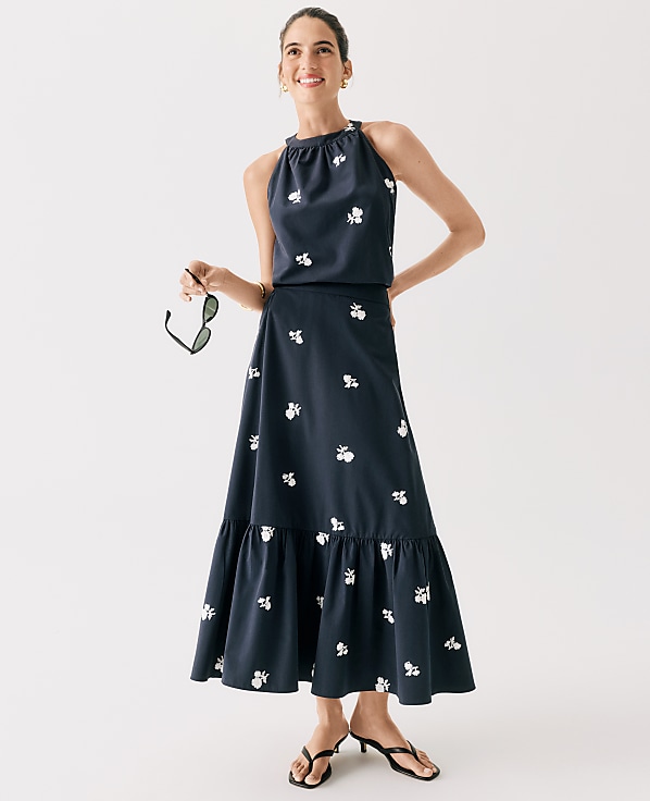 Petite Sequin Embellished Tiered Maxi Skirt