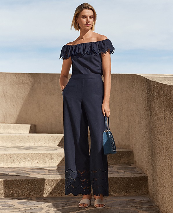 The Petite Easy Wide-Leg Pant in Linen Blend
