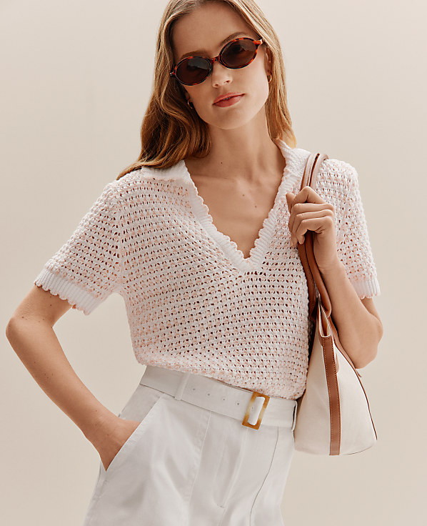 Weekend Texture Stitch Polo Sweater