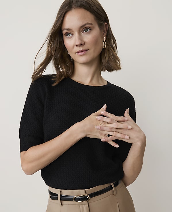 Petite Pointelle Stitch Wedge Tee