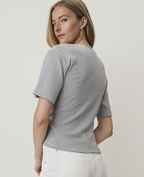 Petite Weekend Striped Tie Waist Tee