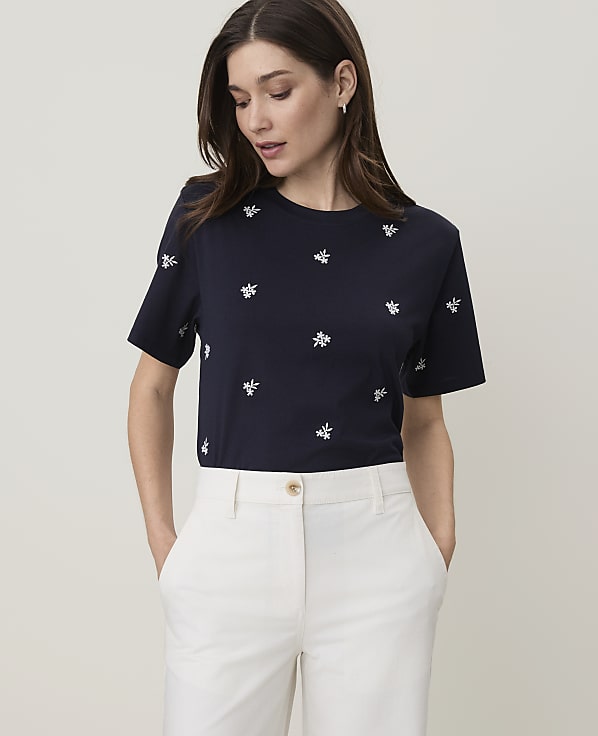 Petite Weekend Embroidered Relaxed Tee