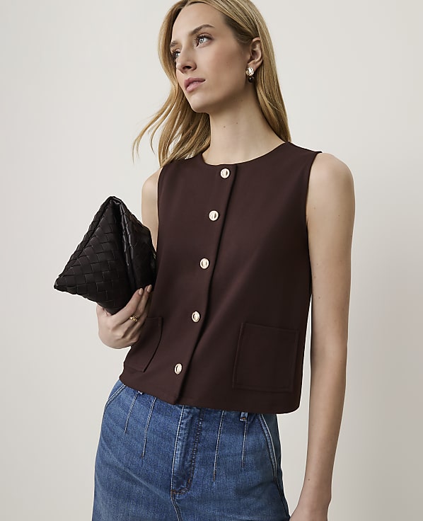 Petite Button Patch Pocket Top