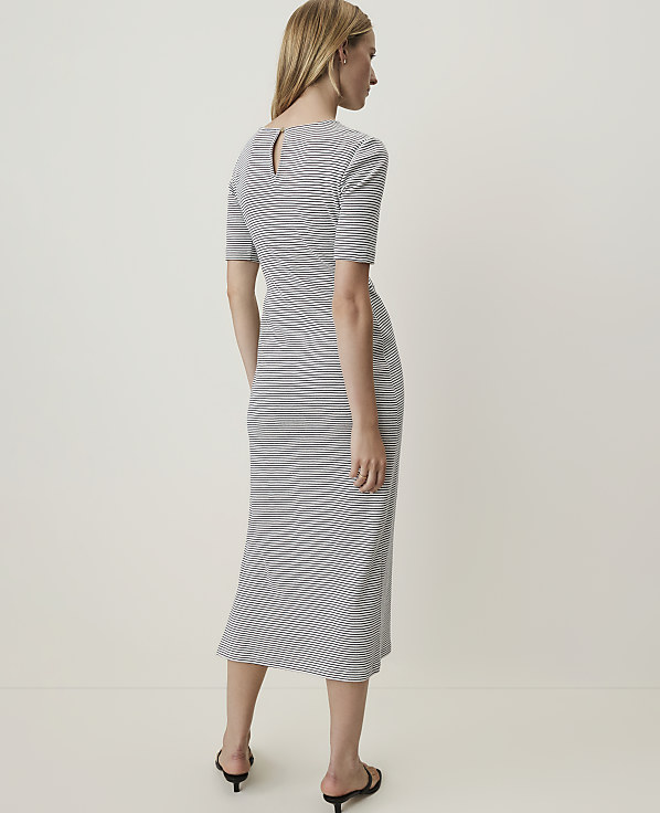 Petite Weekend Striped Tie Waist Midi Dress