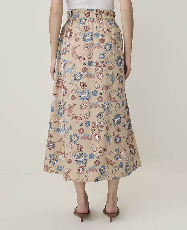 Petite Weekend Floral Paperbag Midi Skirt