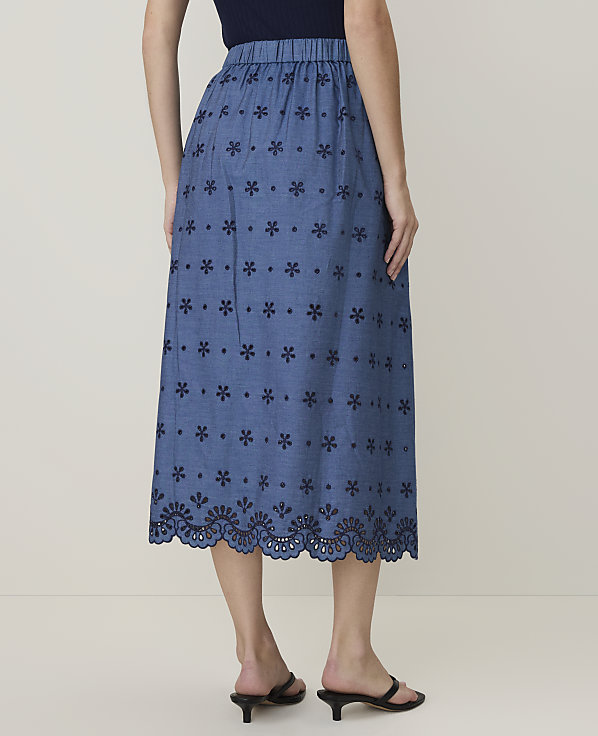 Petite Weekend Eyelet Midi Skirt