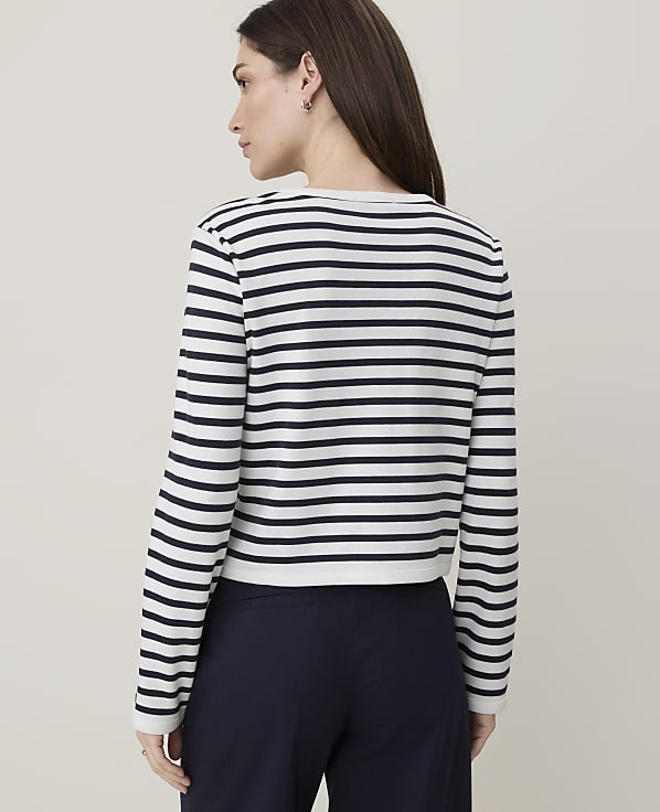 Petite Weekend Striped Knit Cardigan