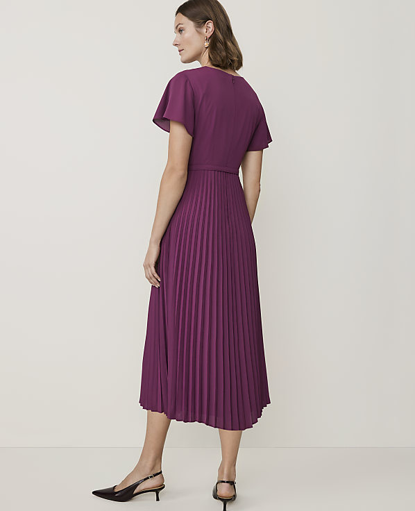 Petite Pleated Flare Midi Dress