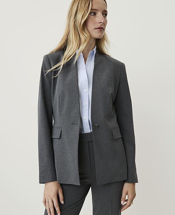 The Petite Collarless Blazer in Seasonless Stretch