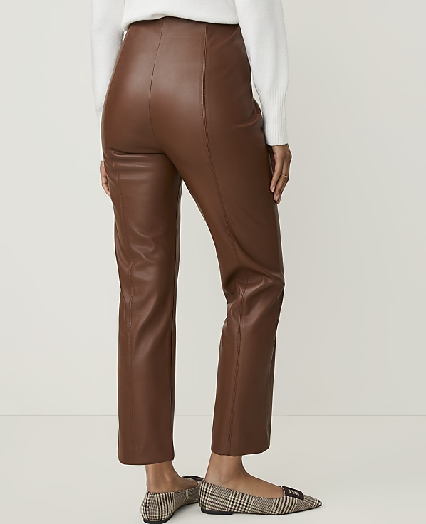 The Petite Side Zip Ankle Pant in Faux Leather