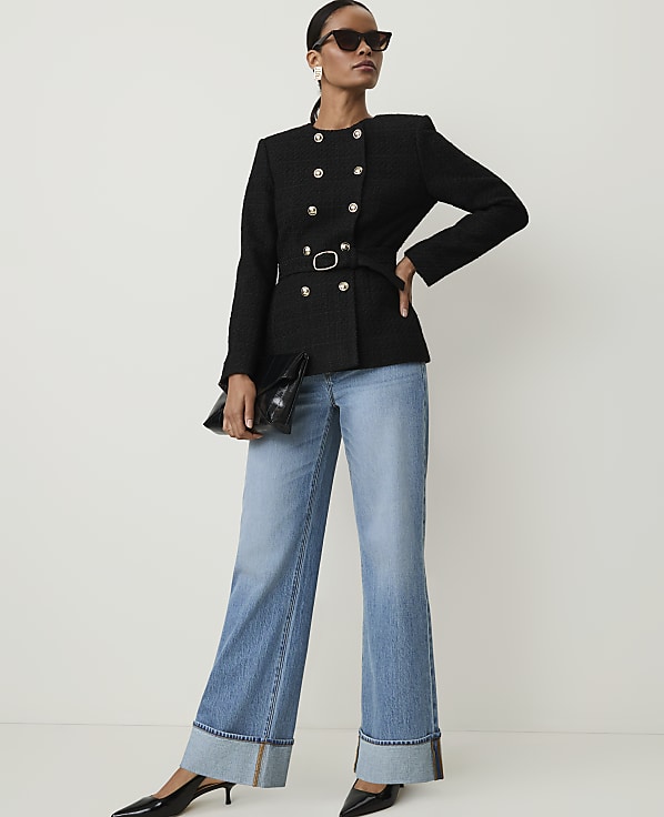Petite Belted Jacket in Tweed