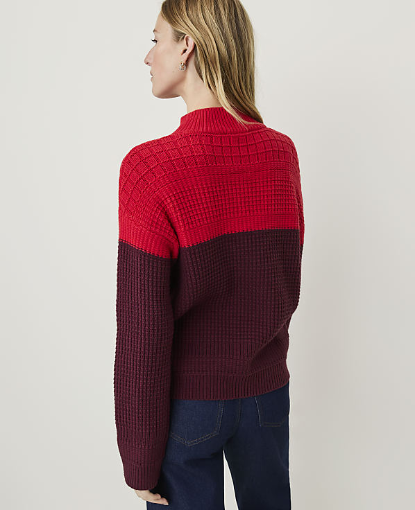 Petite Colorblock Mixed Stitch Sweater