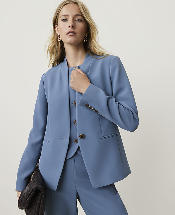 The Petite Cutaway Blazer in Fluid Crepe