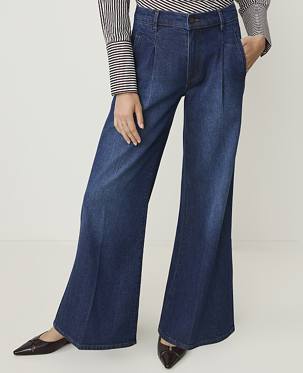 The Petite Pleated Denim Palazzo Pant