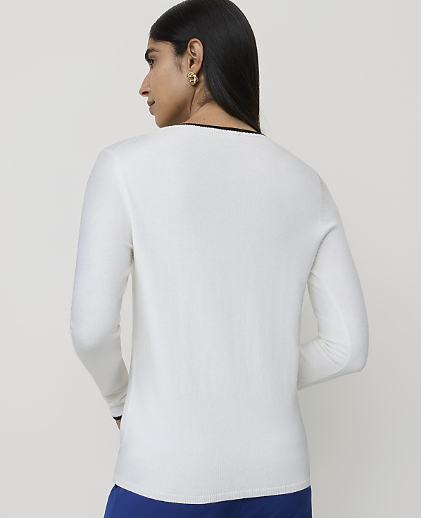 Petite Tipped Essential Crew Neck Sweater