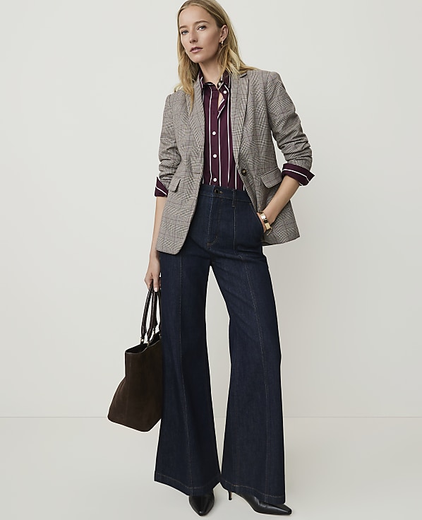 The Petite Plaid Single Button Blazer