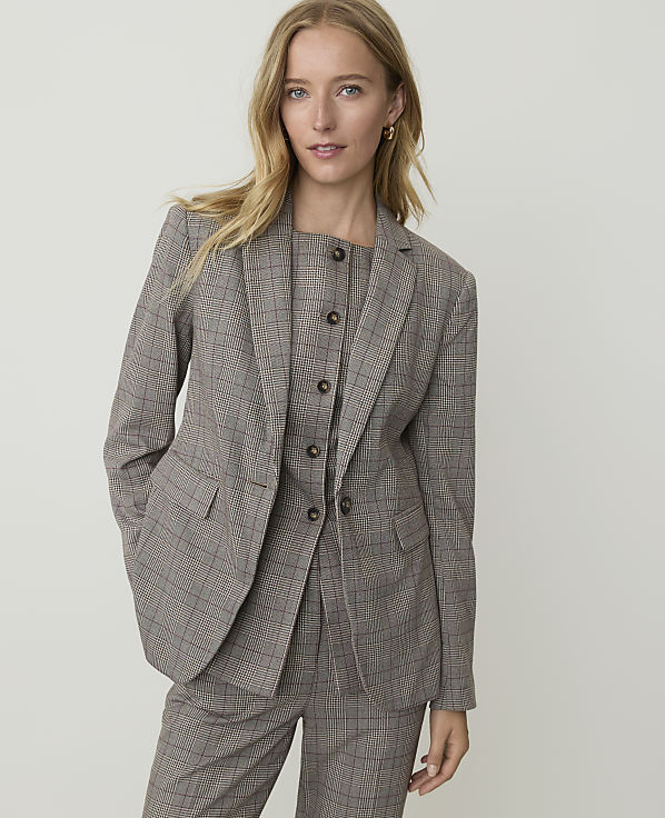 The Petite Plaid Single Button Blazer