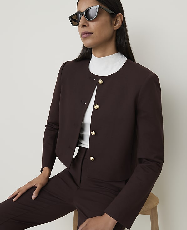 The Petite Crew Neck Jacket in Ponte