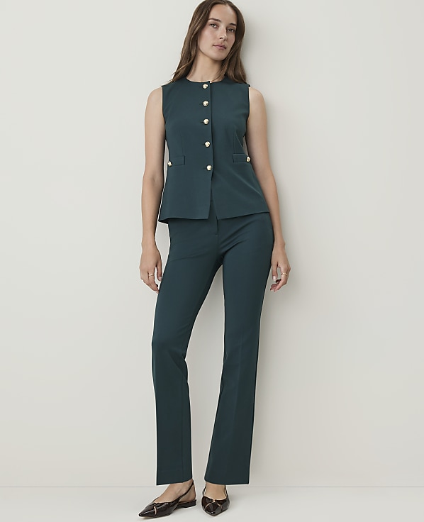 The Petite Crew Neck Cutaway Vest in Ponte