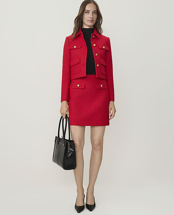 Petite Pocket A-Line Skirt in Tweed