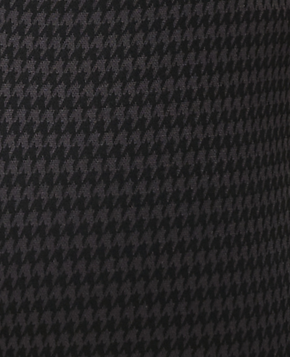 A close-up view of a dark gray and black houndstooth pattern fills the frame, with no discernible background.