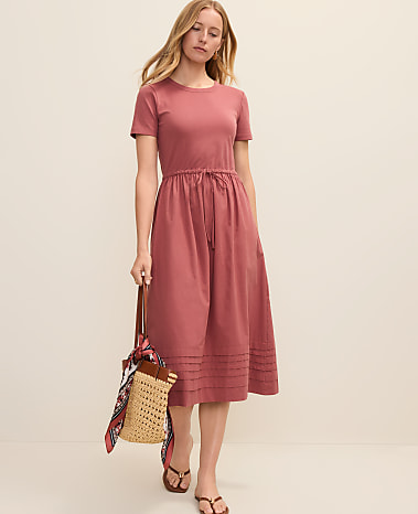 Weekend Mixed Media Crew Neck Midi Dress